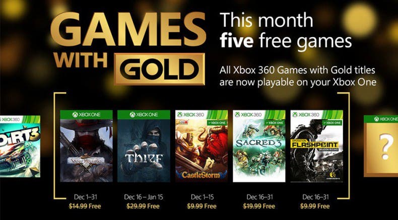 Estos son los Games With Gold que llegarán gratis en diciembre para Xbox One y Xbox 360