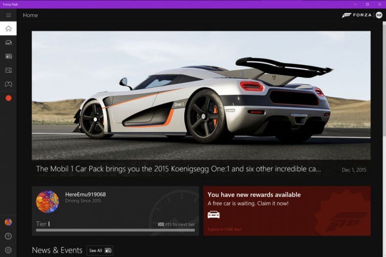 Ya disponible la app Forza Hub en Windows 10