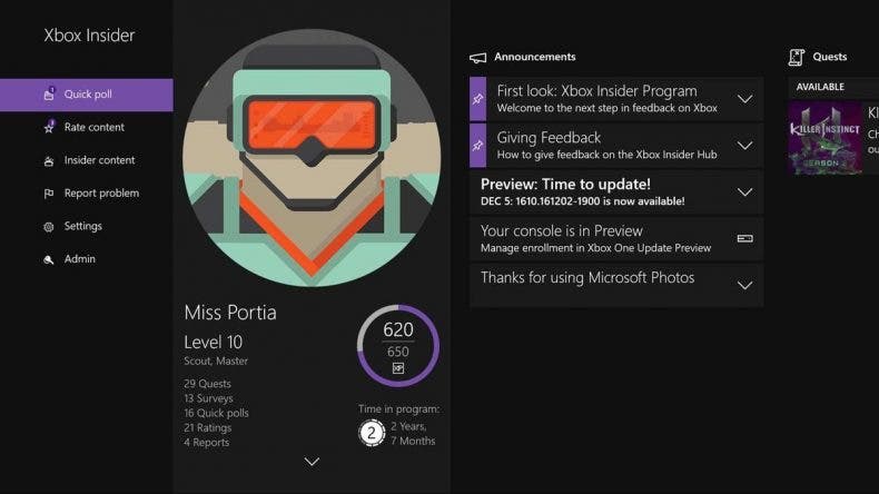Anunciadas las novedades que llegarán a los Insiders de Xbox One próximamente