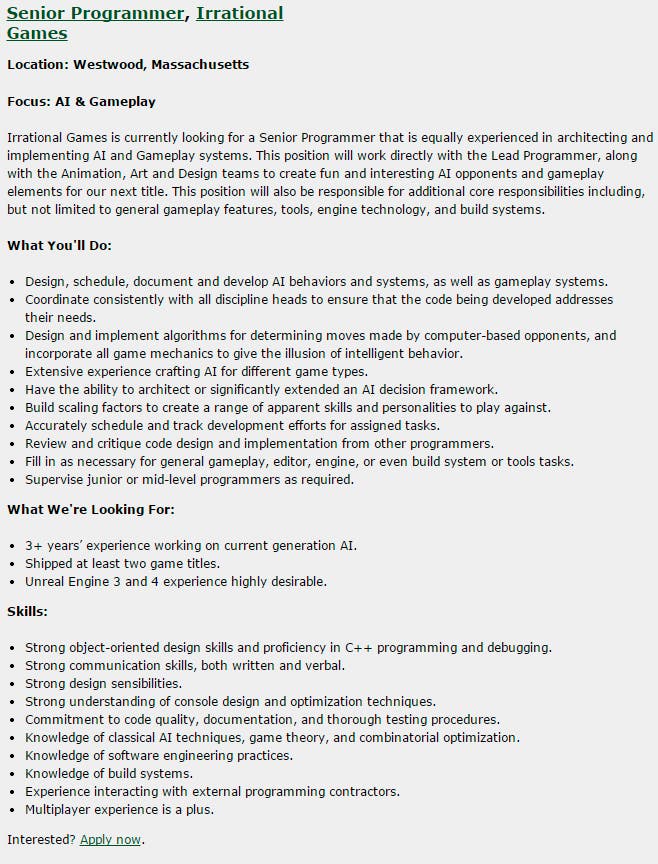 irrational games empleo