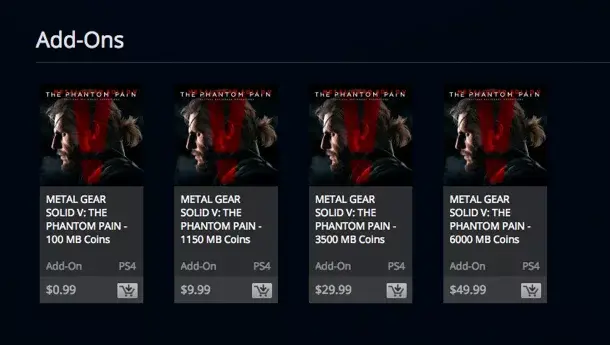 Las microtransacciones de Metal Gear Solid V: The Phantom Pain