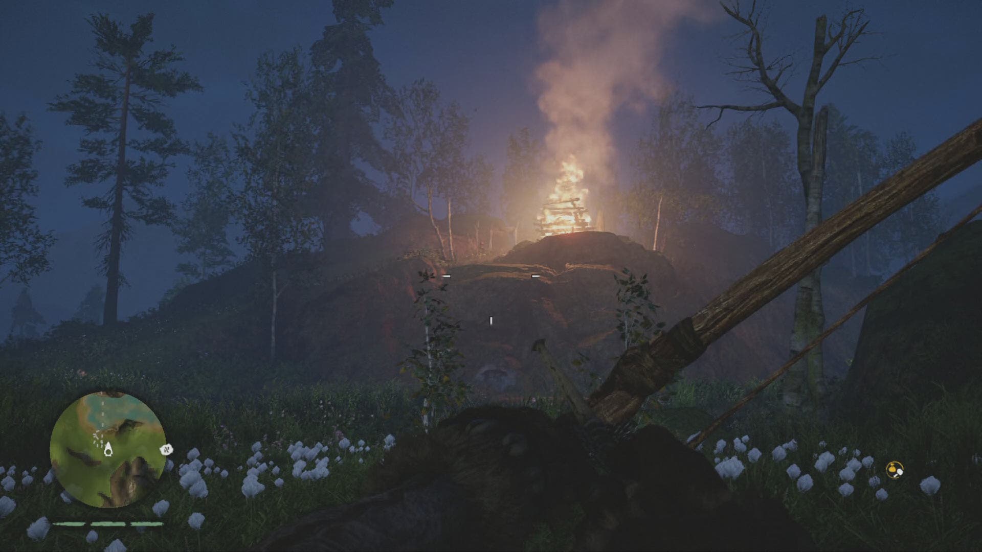 Análisis de Far Cry Primal 153 Las piras serán como las atalayas o las torres de radio. Despejamos la zona, prendemos fuego a la madera y... ¡viaje rápido!