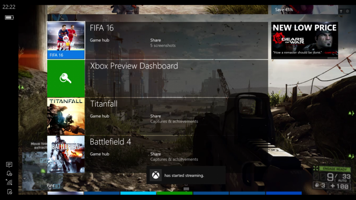 Vídeo que muestra el streaming de Xbox One a dispositivos móviles 107