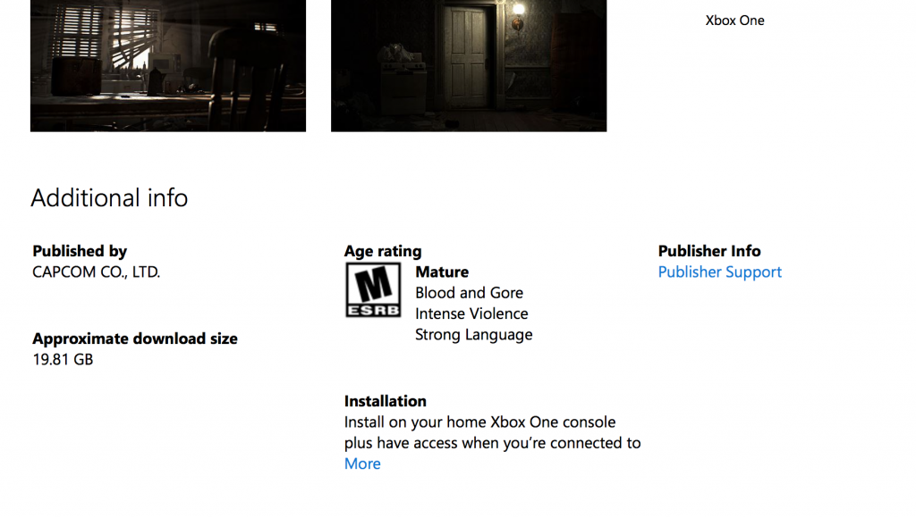 Desvelado el tamaño de Resident Evil 7 en Xbox One 107