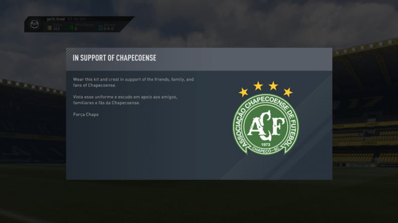 El Chapecoense recibe un homenaje en FIFA 17