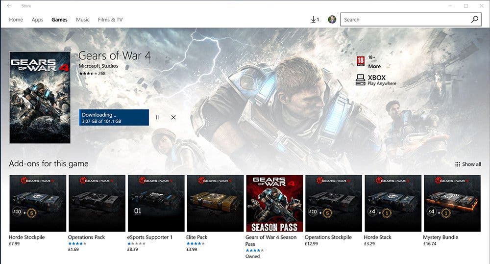 El tamaño de Gears of War 4 se dispara y ya es el juego más pesado 109