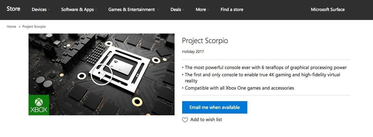 Project Scorpio, "la consola más potente de la historia", ya tiene sitio web 107