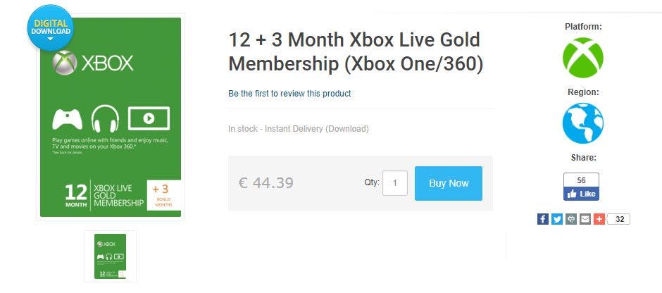 Consigue 15 meses de suscripción Gold por un precio irresistible 109