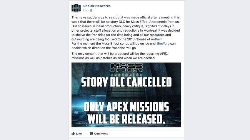 Los DLC de Mass Effect: Andromeda habrían sido cancelados y la licencia 'congelada' hasta nueva orden 111