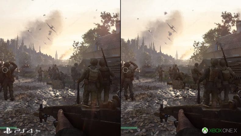 Comparativa de Call of Duty WWII en Xbox One X y PS4 Pro