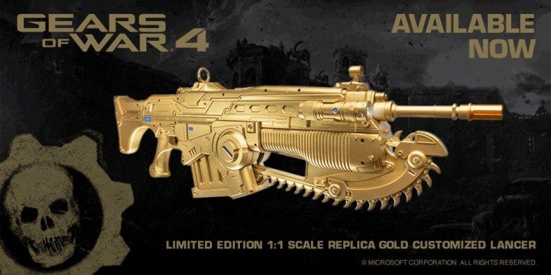 Nuevo Lancer dorado tamaño real de Gears of War 4