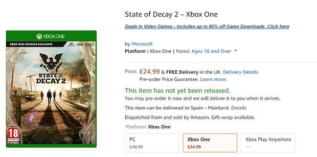 State of Decay 2 está a un precio de escándalo en Amazon UK 107
