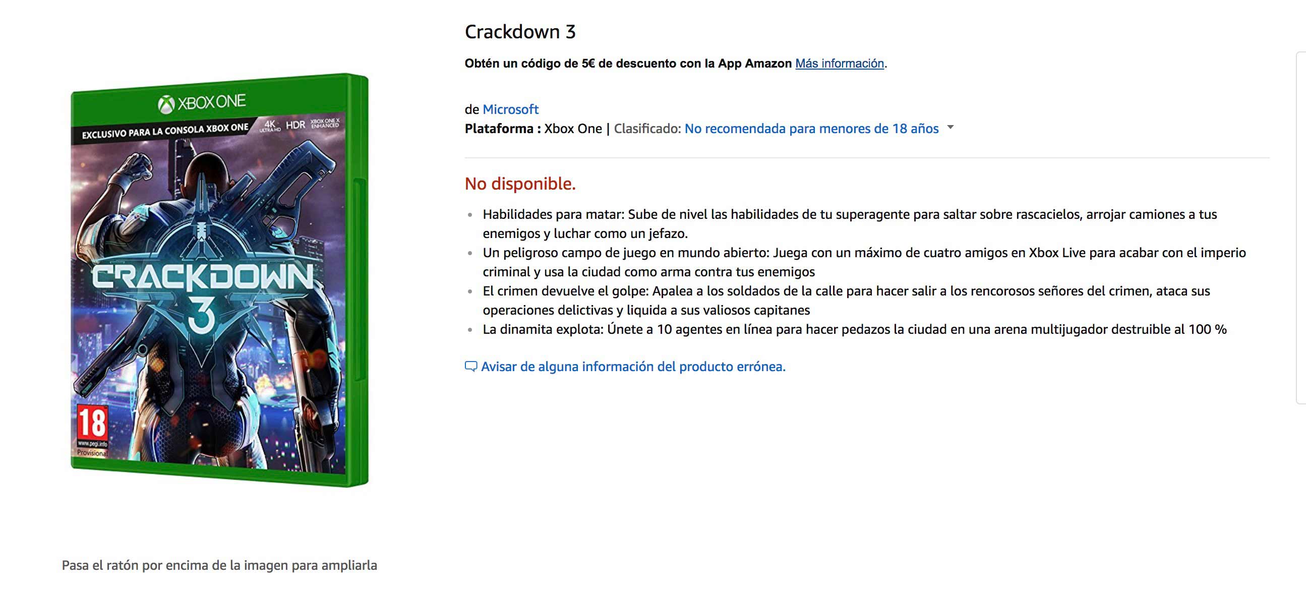 Amazon España cancela las reservas de Crackdown 3 [Actualizada] 107