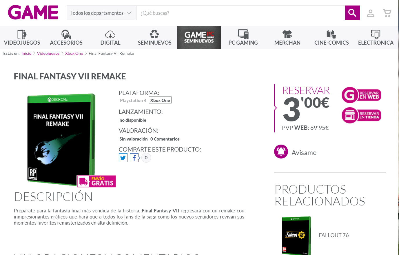 Final Fantasy VII Remake para Xbox One aparece en otra tienda 105