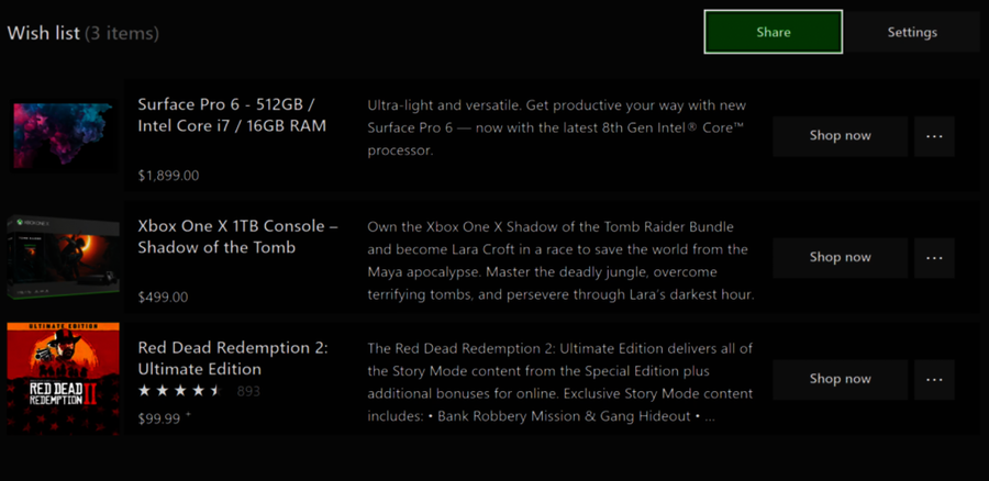 Llega la lista de deseos a Xbox One entre las novedades de la Microsoft Store 109