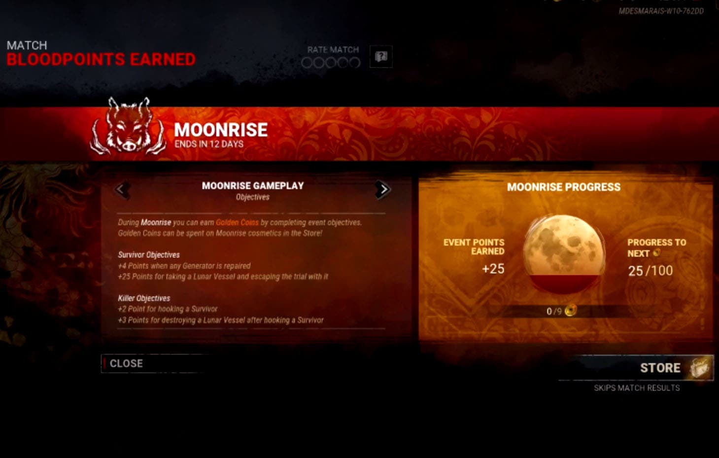 Dead by Daylight presenta su nuevo evento, The Moonrise Event 109