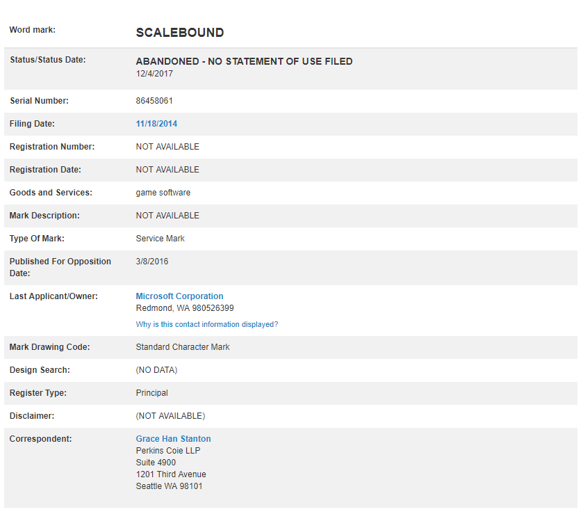 La IP de Scalebound sigue perteneciendo a Microsoft según Trademarkia 102