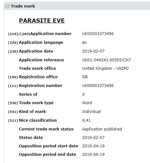 Square Enix registra Parasite Eve, que podría sorprender en el E3 2019 109