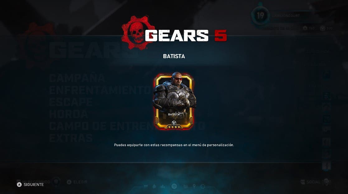 Dave Bautista ya está disponible como personaje jugable en Gears 5 107