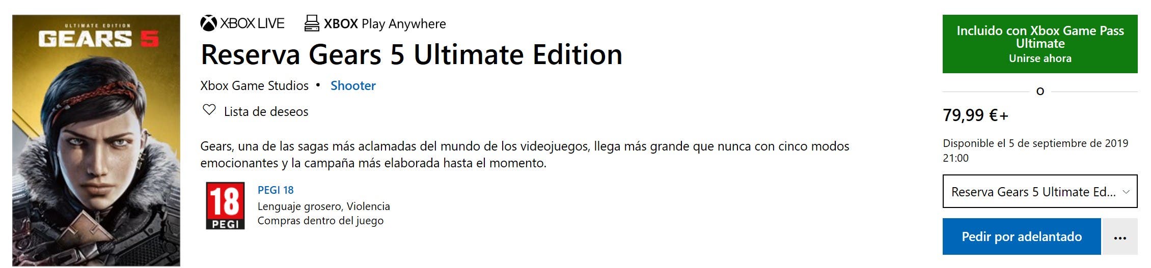 ¿Cuándo se podrá jugar a Gears 5 Ultimate Edition? 109