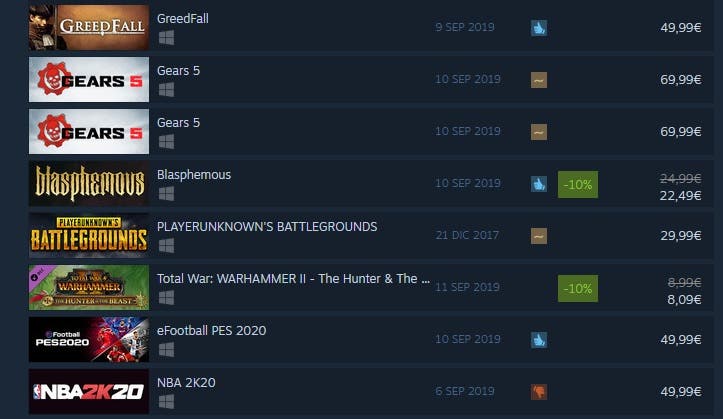 GreedFall desbanca a Gears 5 como juego más vendido de Steam 107