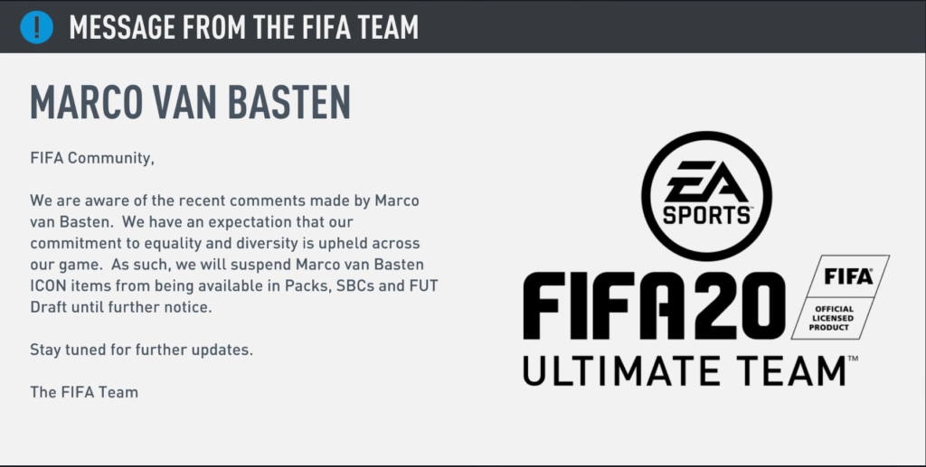 FIFA 20 elimina a la leyenda Marco van Basten tras un comentario nazi y Fox Sports lo despide 109