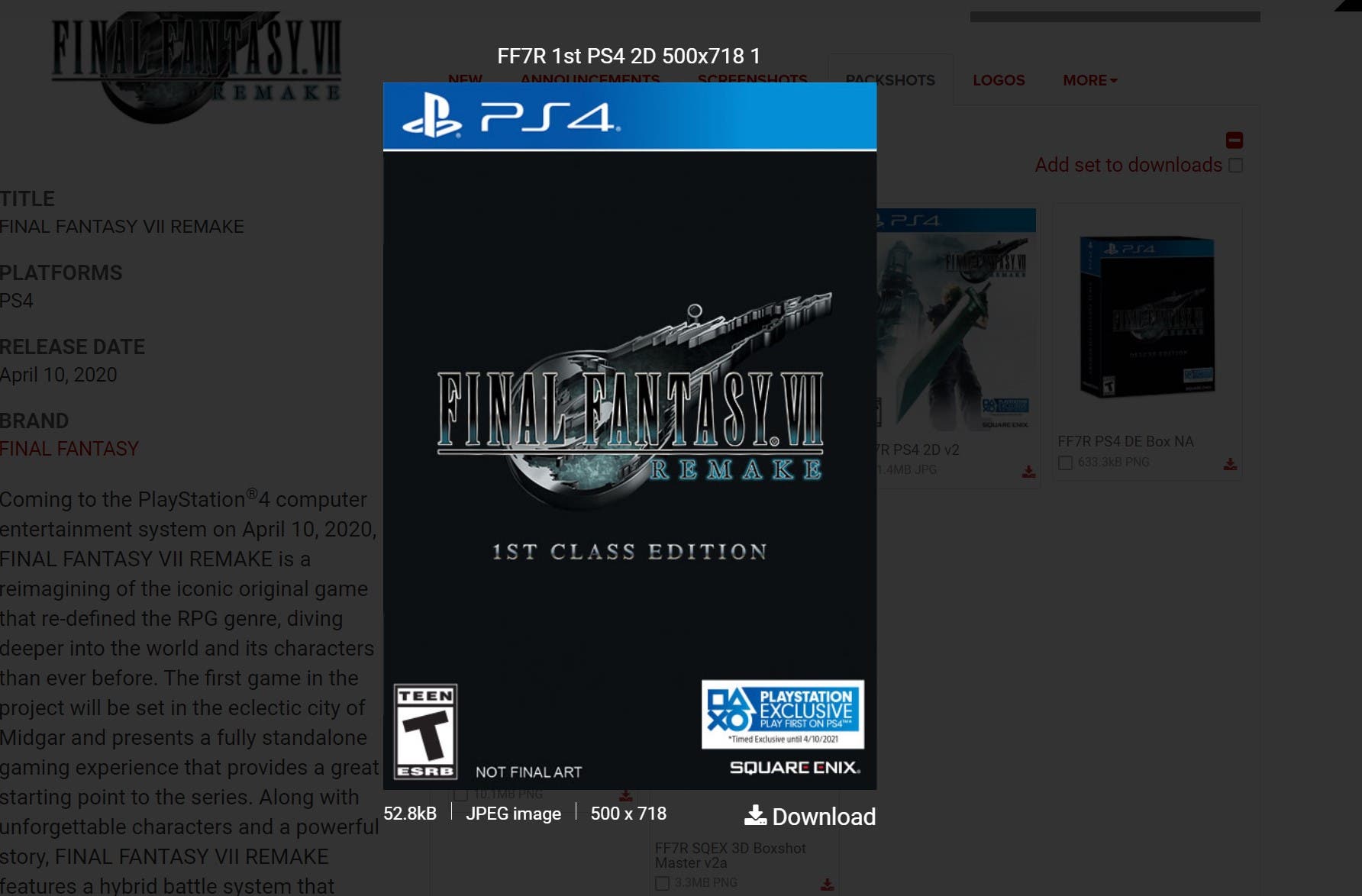Final Fantasy VII Remake actualiza la fecha de finalización de su exclusividad temporal en PS4 102