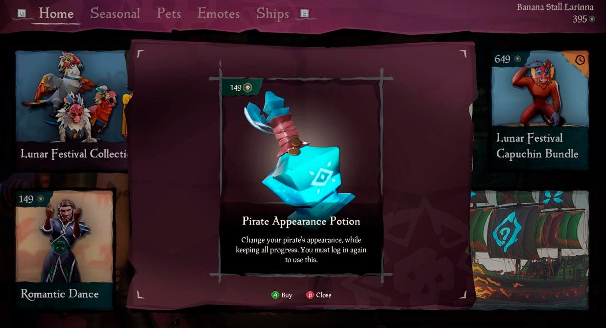 La próxima actualización de Sea of Thieves añadirá mejoras en la personalización de avatares