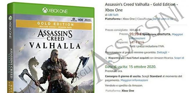 La fecha de lanzamiento de Assassin's Creed Valhalla habría sido filtrada por Amazon 104