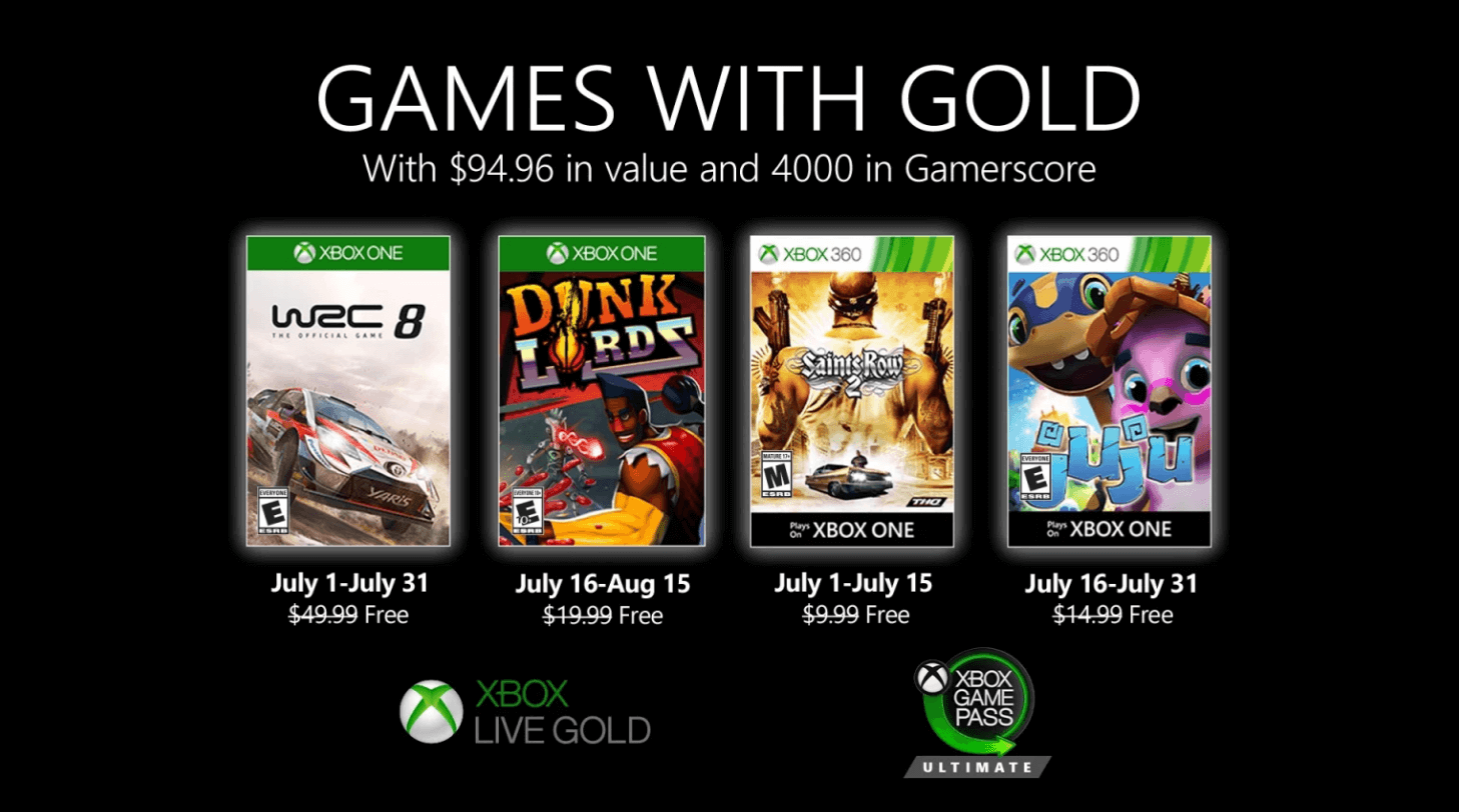 Anunciados los Games With Gold del mes de julio