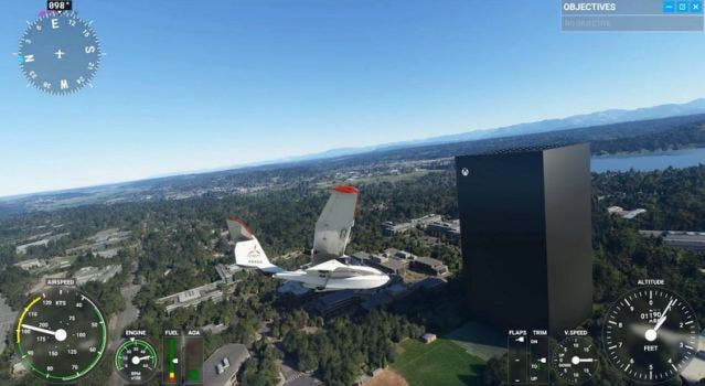 Xbox Series X gigante en Microsoft Flight Simulator