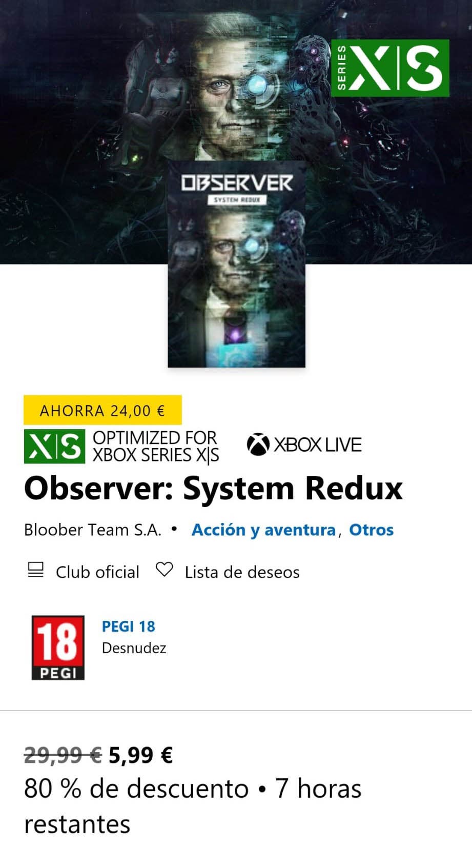 Consigue Observer: System Redux en Xbox Series X|S con un 80% de descuento hasta el 20 de octubre 106