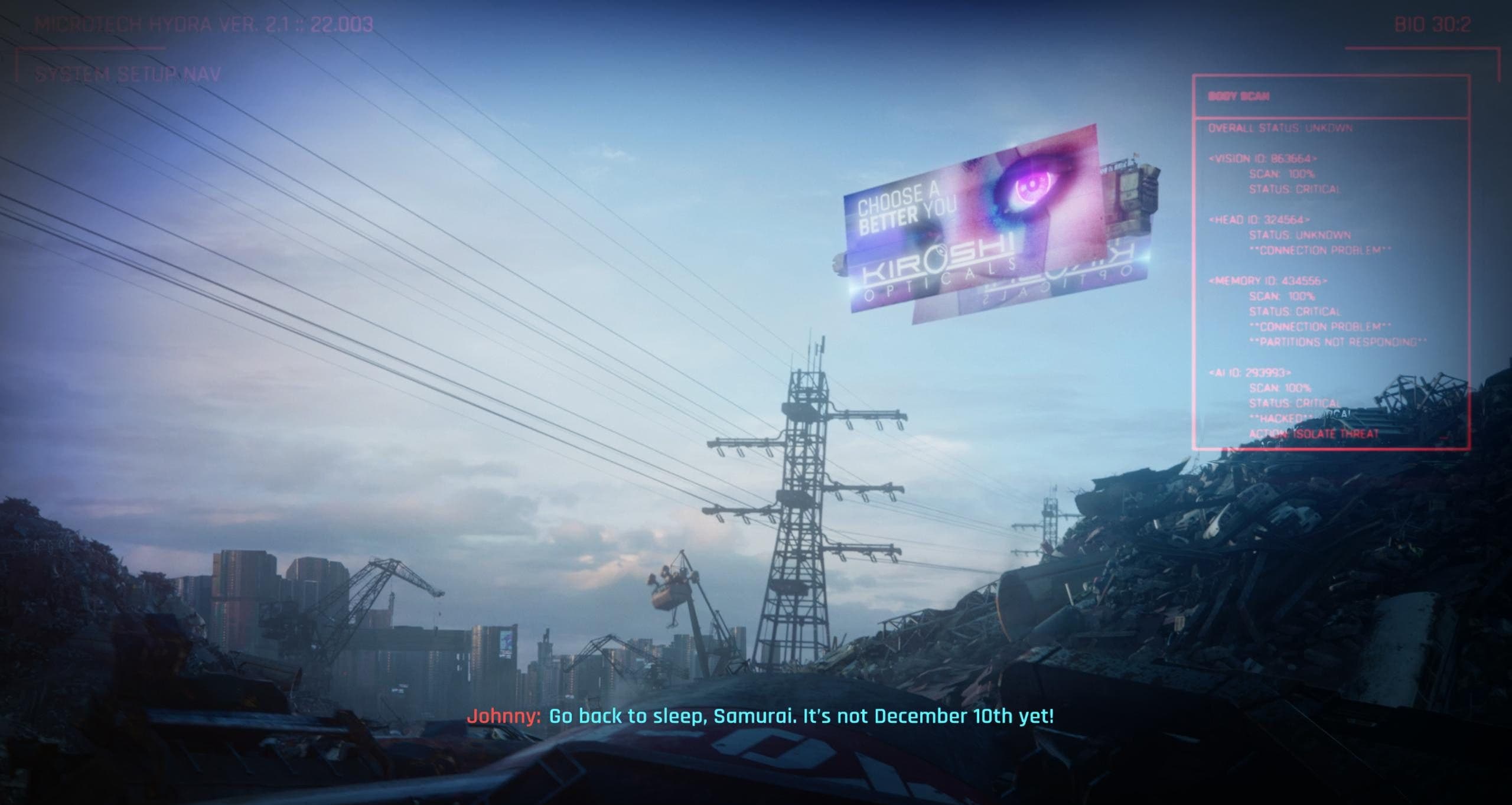 Johnny Silverhand te envía a dormir si intentas jugar a Cyberpunk 2077