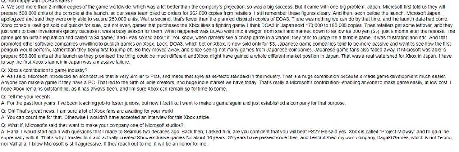 El creador de Dead or Alive quiere estar en Microsoft 111