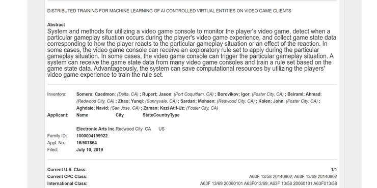 EA patenta una nueva tecnología que permitiría mejorar la IA a partir del estilo de juego de cada jugador 142 EA patenta una nueva tecnología que permitiría mejorar la IA a partir del estilo de juego de cada jugador 103