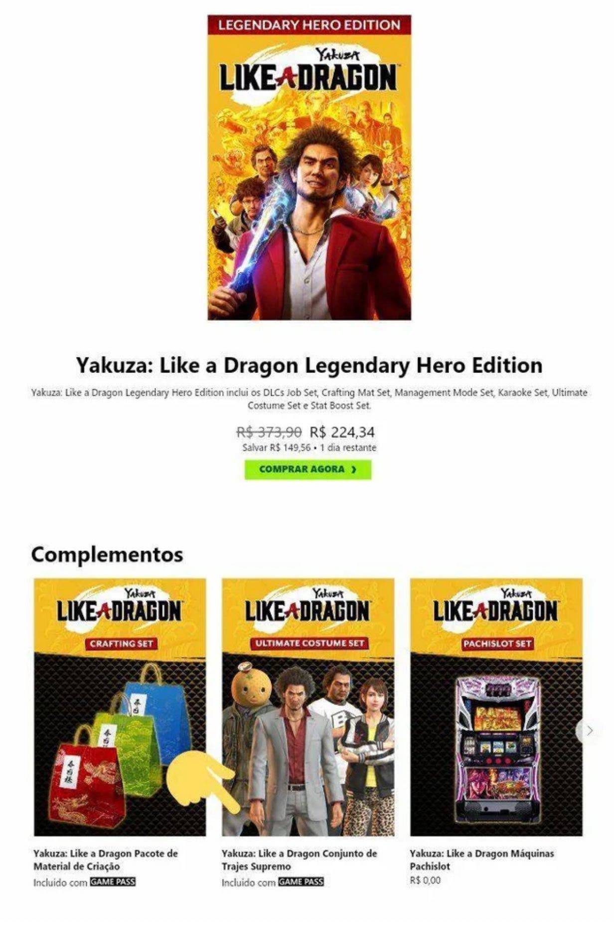 Yakuza Like a Dragon estará en Xbox Game Pass