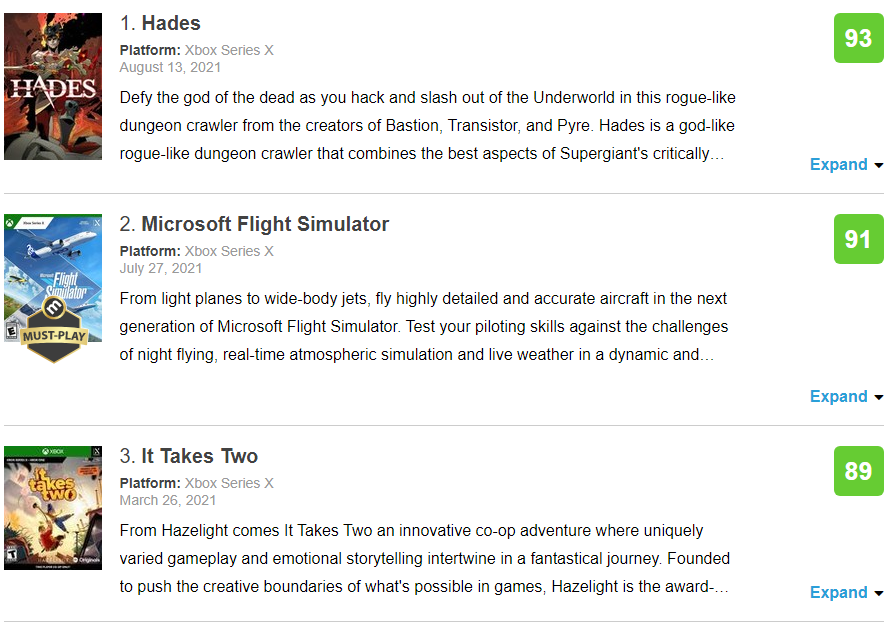 Hades se corona como el juego mejor valorado de Xbox Series X en Metacritic