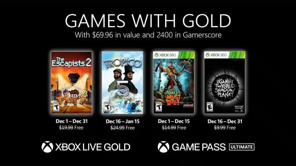Anunciados los nuevos Games With Gold de diciembre 2021