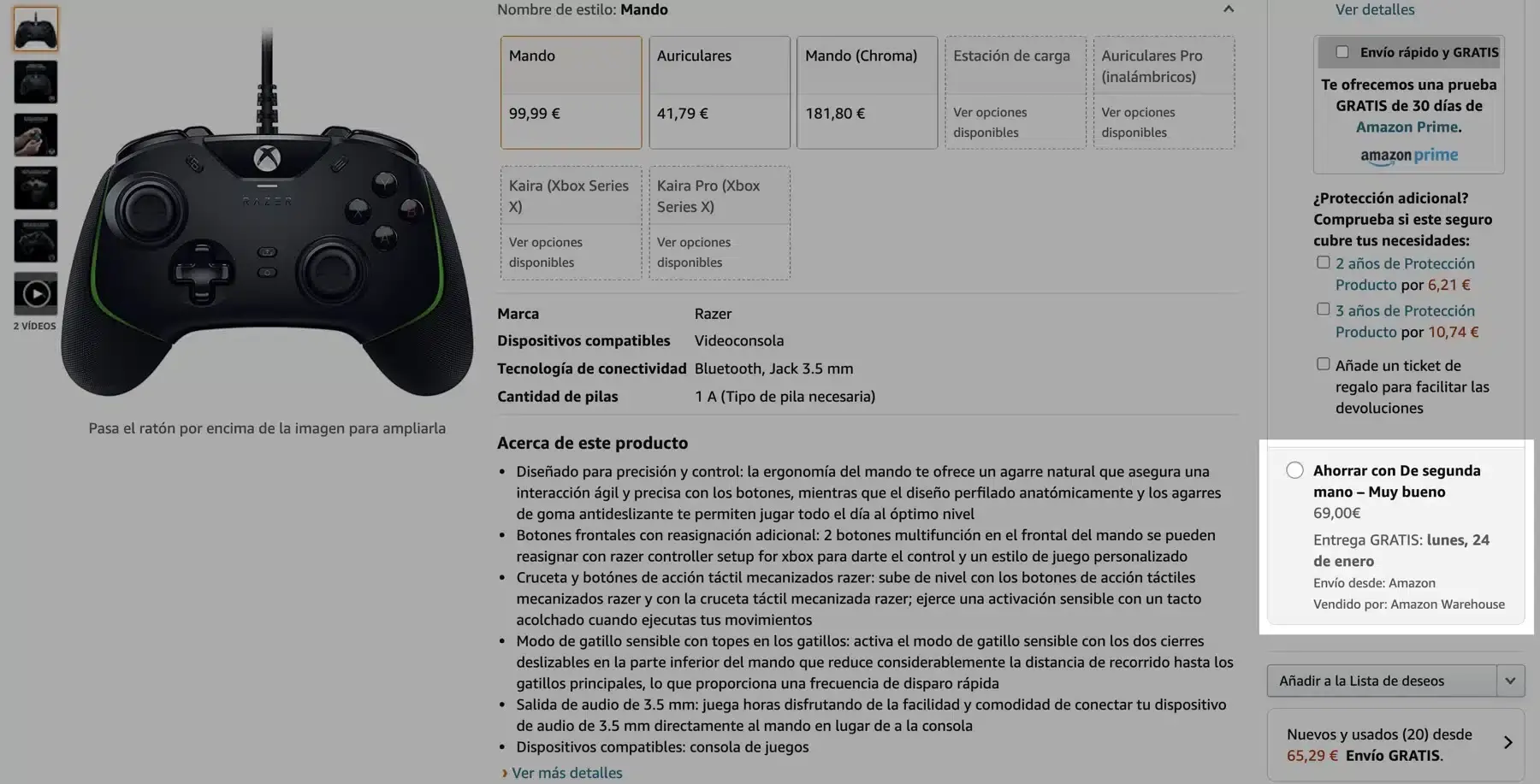 Hazte con el Razer Wolverine V2 para Xbox a un precio imposible de 70 euros en Amazon Warehouse 105