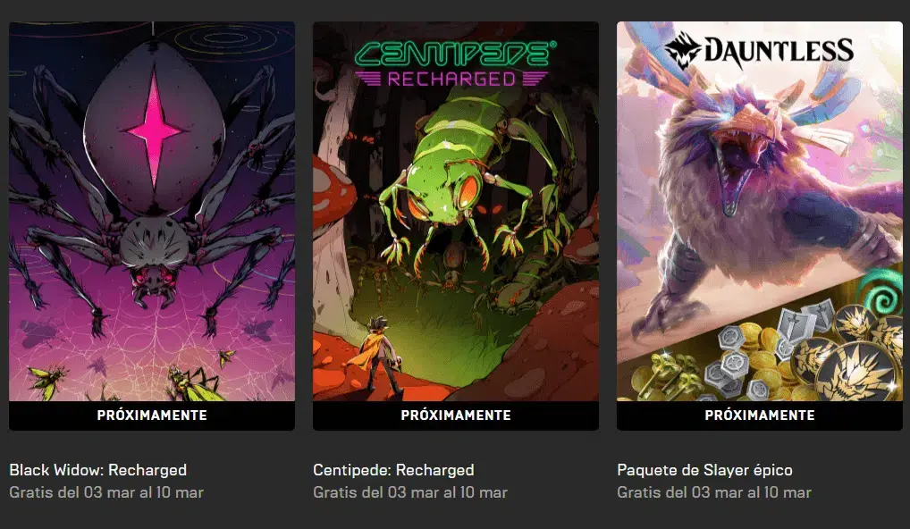 nuevos juegos gratis de la Epic Games Store