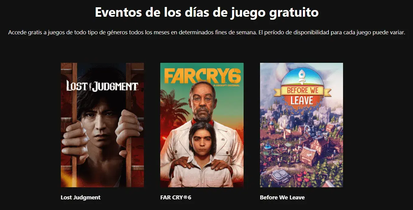 juegazos gratis para Xbox por los Free Play Days