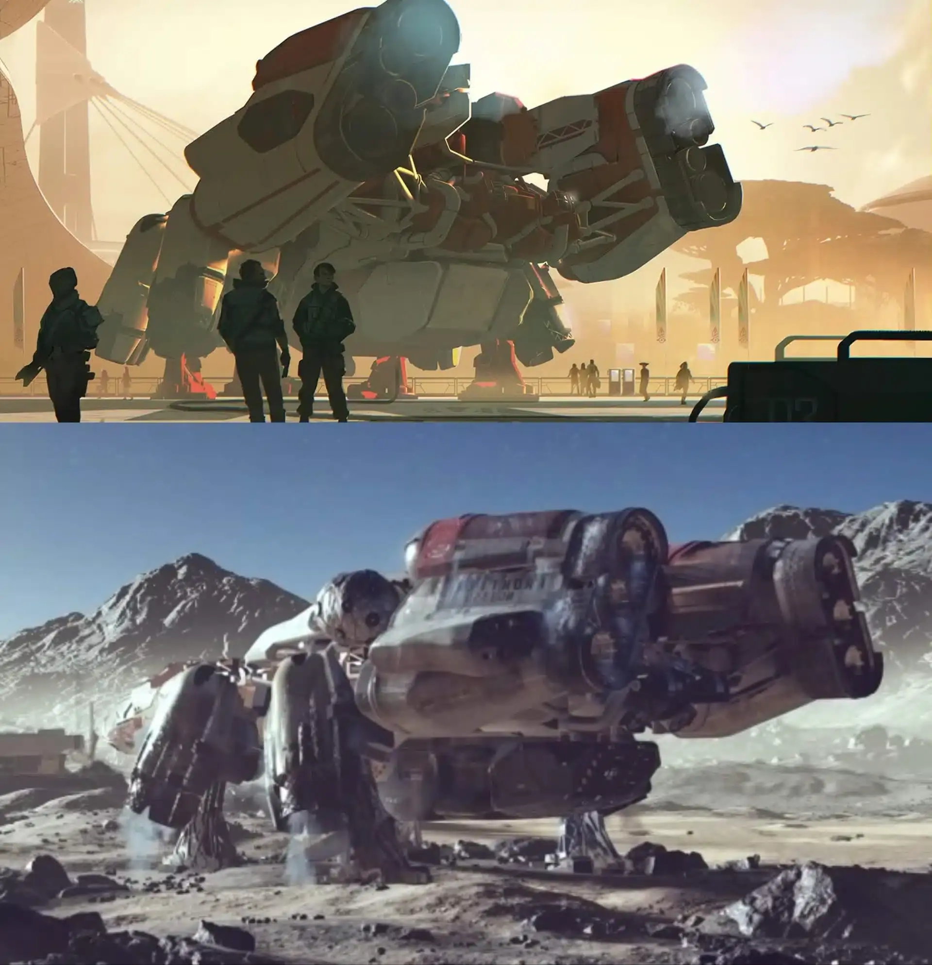 arte conceptual con una imagen in-game de Starfield