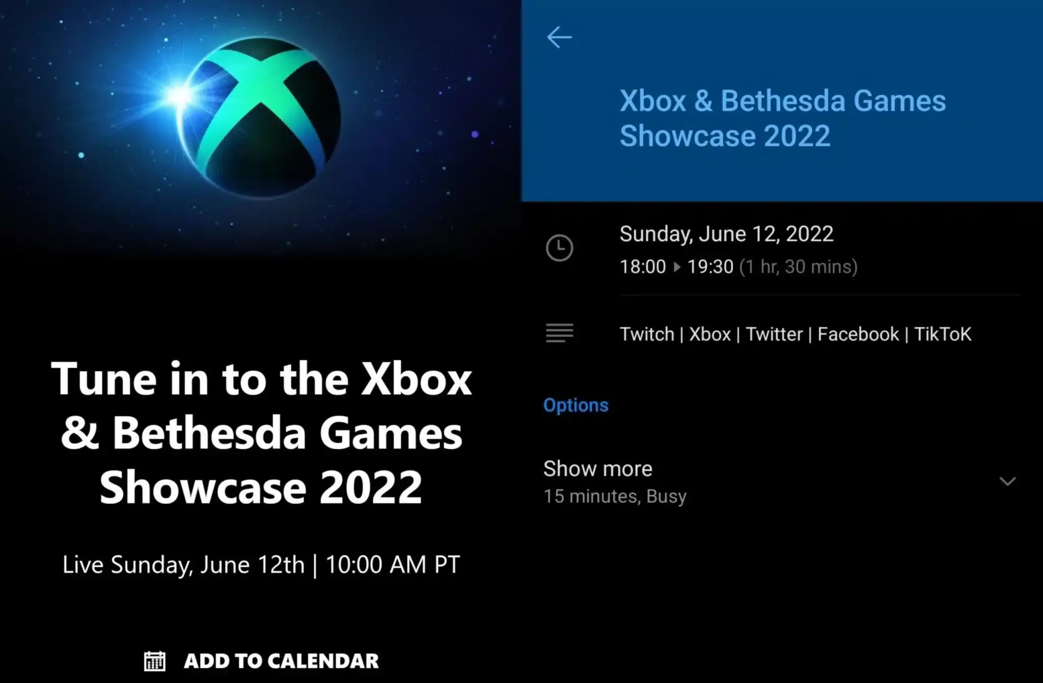 duración del Xbox & Bethesda Games Showcase