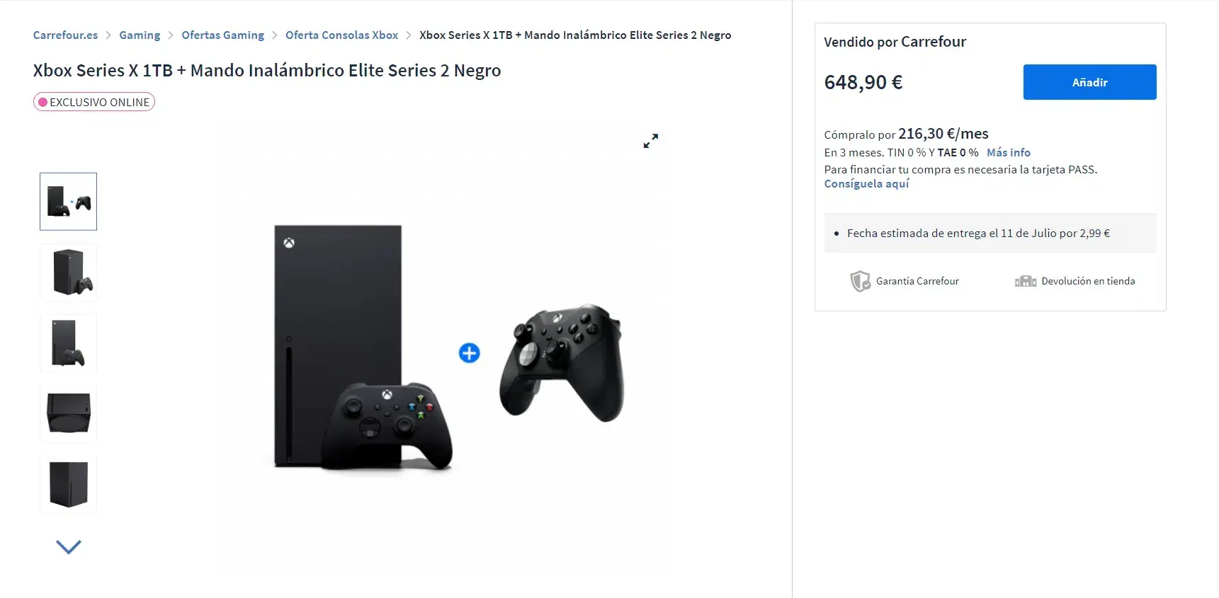 stock de Xbox Series X 