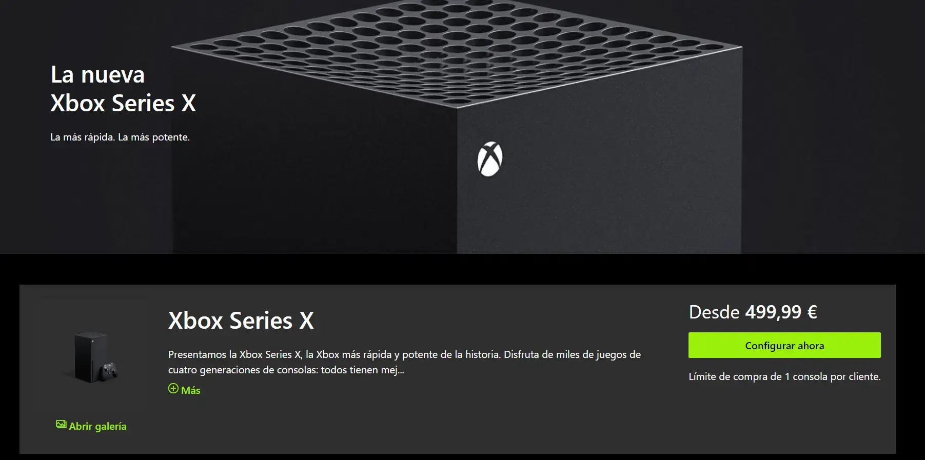 stock de Xbox Series X