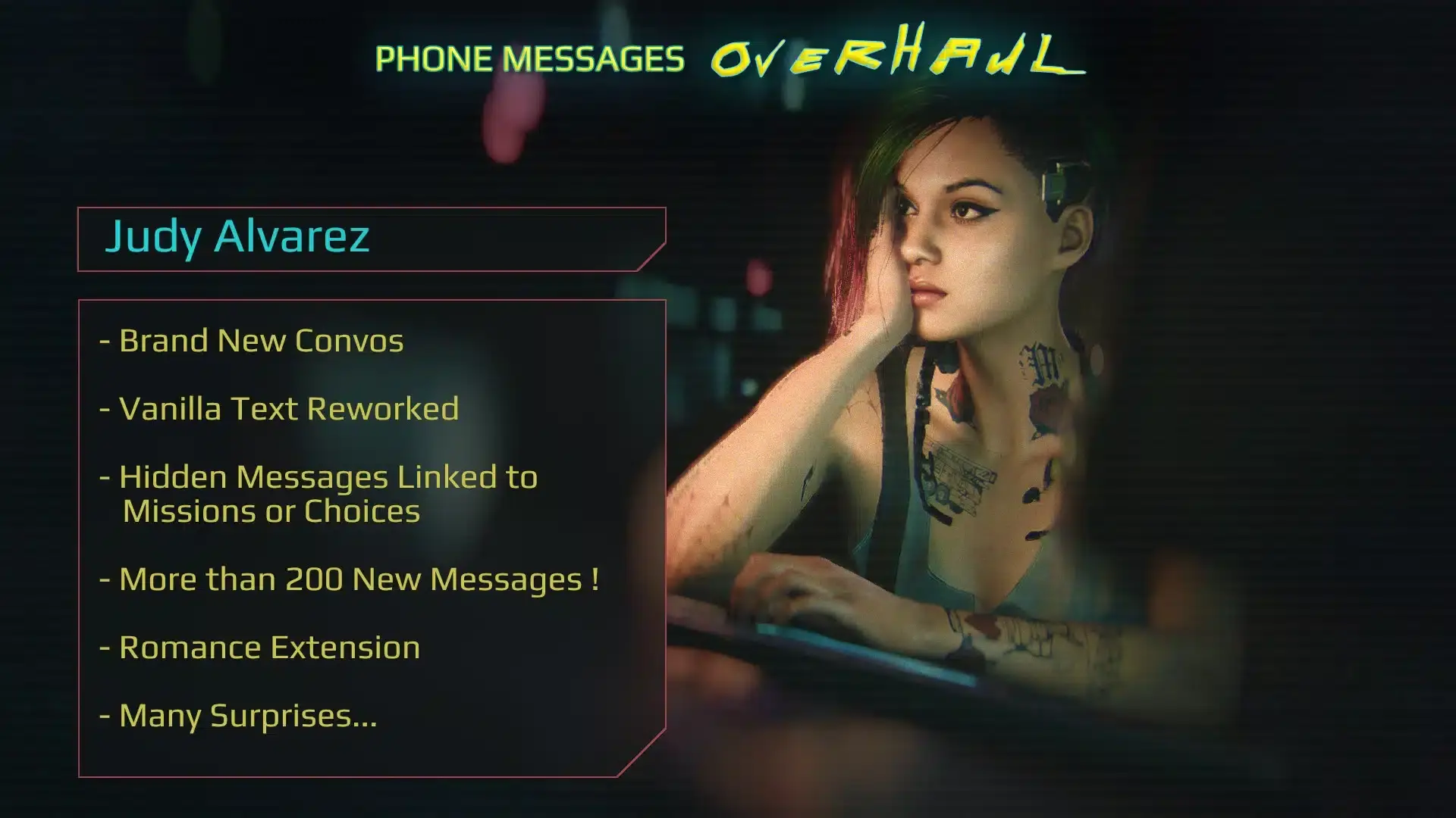 Este mod de Cyberpunk 2077 mejora el sistema de mensajes del móvil y extiende el romance con 2 personajes 