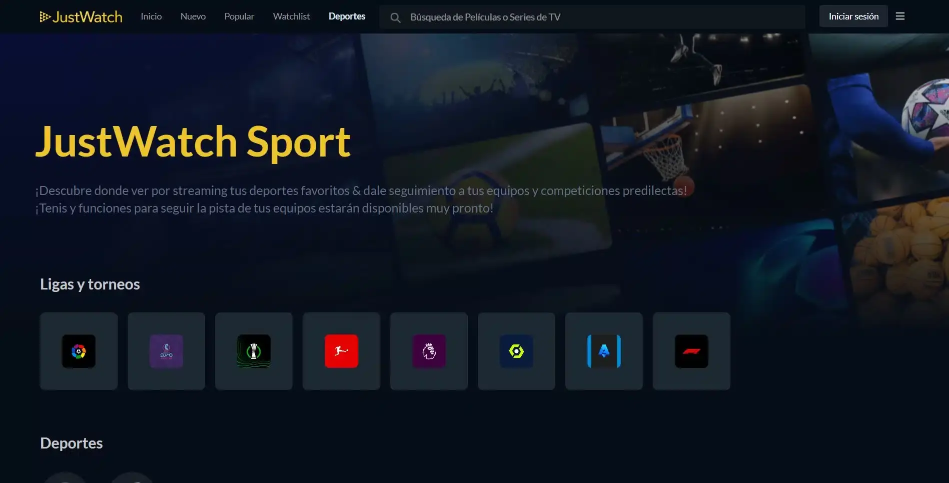 JustWatch se actualiza para saber en qué plataforma ver los diferentes deportes 109