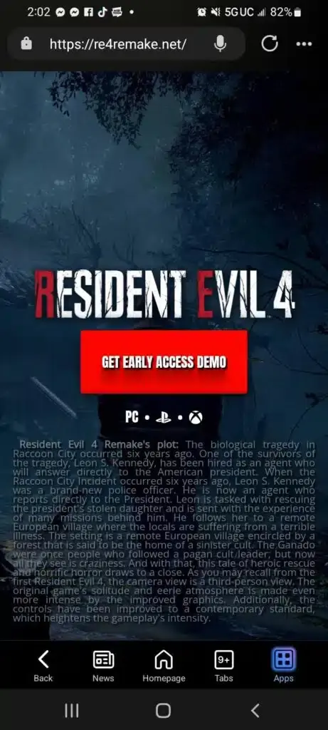 Cuidado con esta web de Resident Evil 4 que está circulando y es falsa 107
