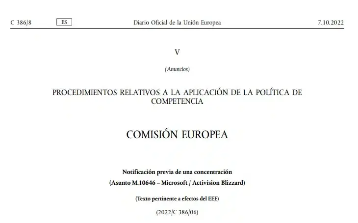 Esta sería la fecha de la decisión de la Comisión Europea de la compra de Activision por Microsoft 102