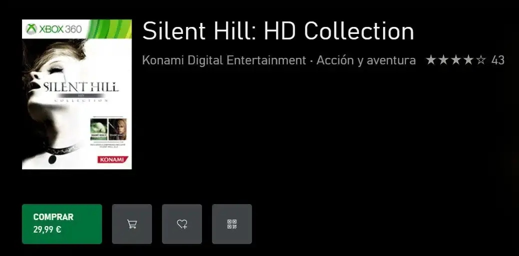 Ficha de Silent Hill HD Collection en la Xbox Store.